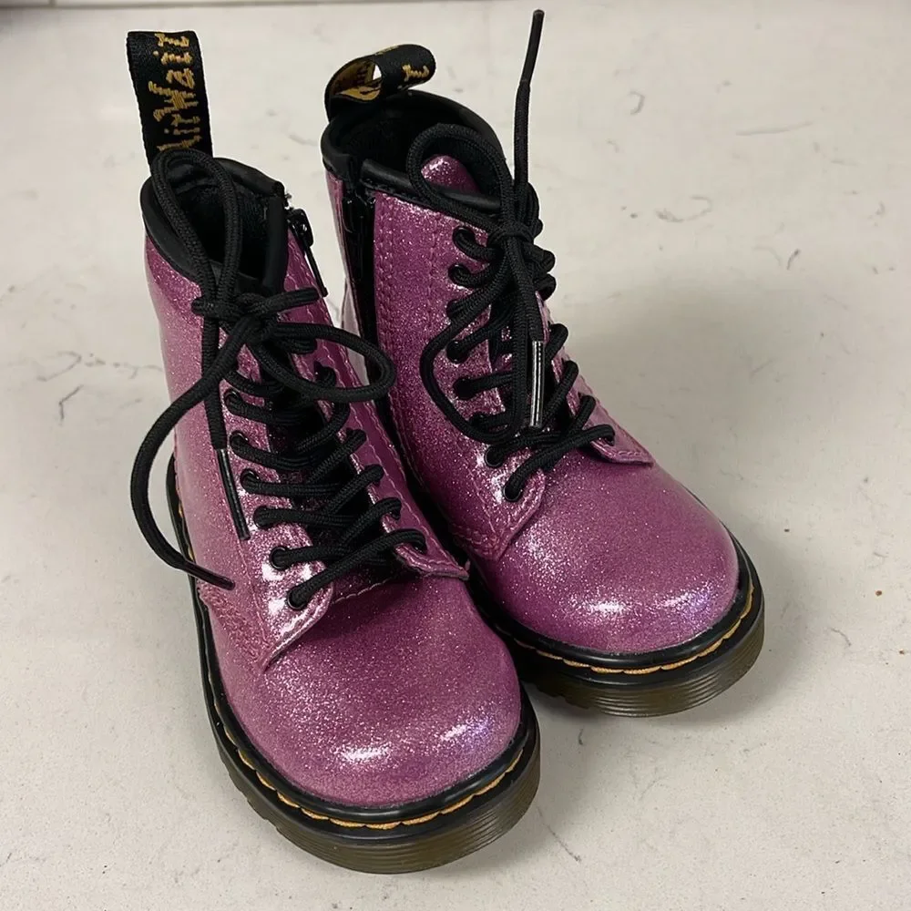 Dr. Martens 1460 8-Eye Glitter Boot - Little Kid / Toddler- Pink Size 7